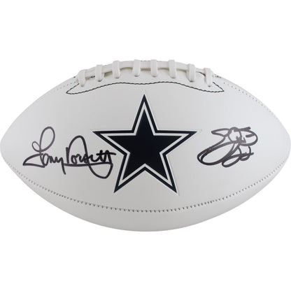 Emmitt Smith & Tony Dorsett Signed Dallas Cowboys Logo Football