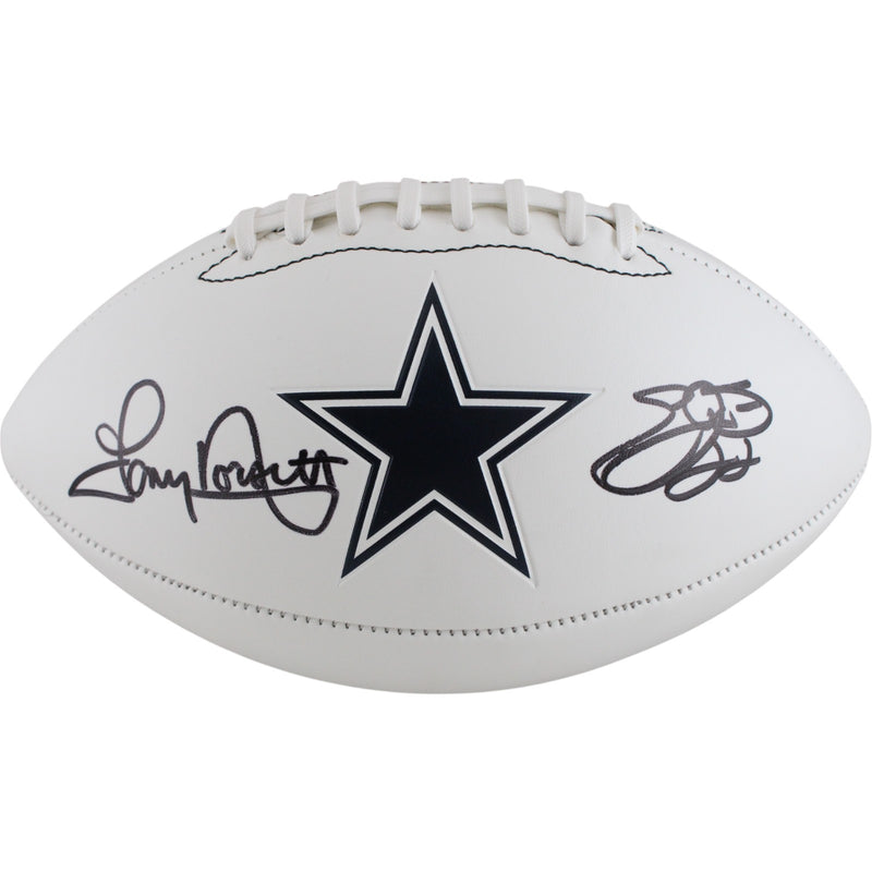 Emmitt Smith & Tony Dorsett Signed Dallas Cowboys Logo Football