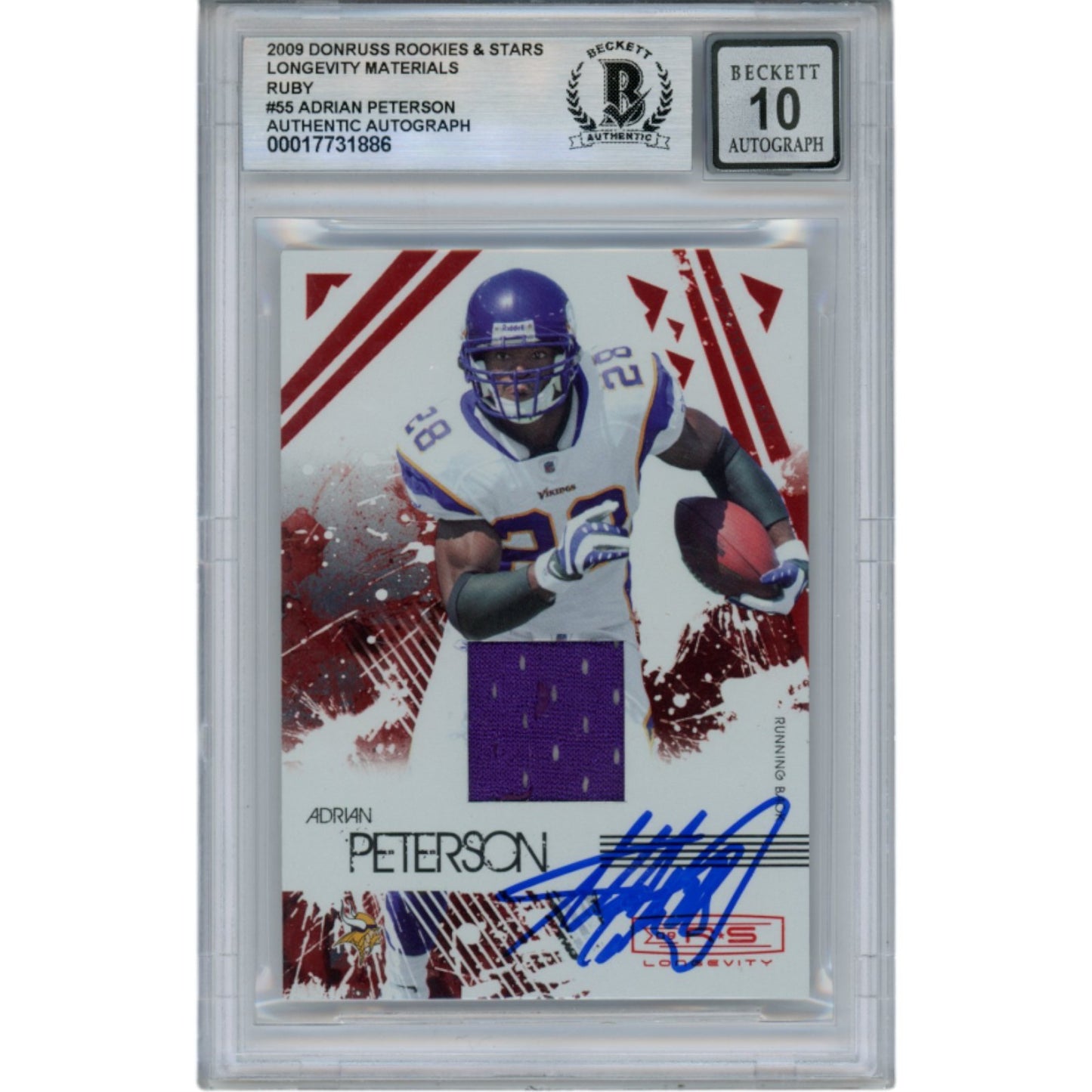 Adrian Peterson Autographed 2009 Panini RS Longevity Patch Card