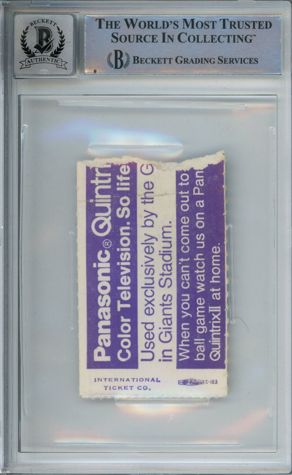 Tony Dorsett Signed 1977 Cowboys vs Giants Ticket Stub Beckett 10 Slab