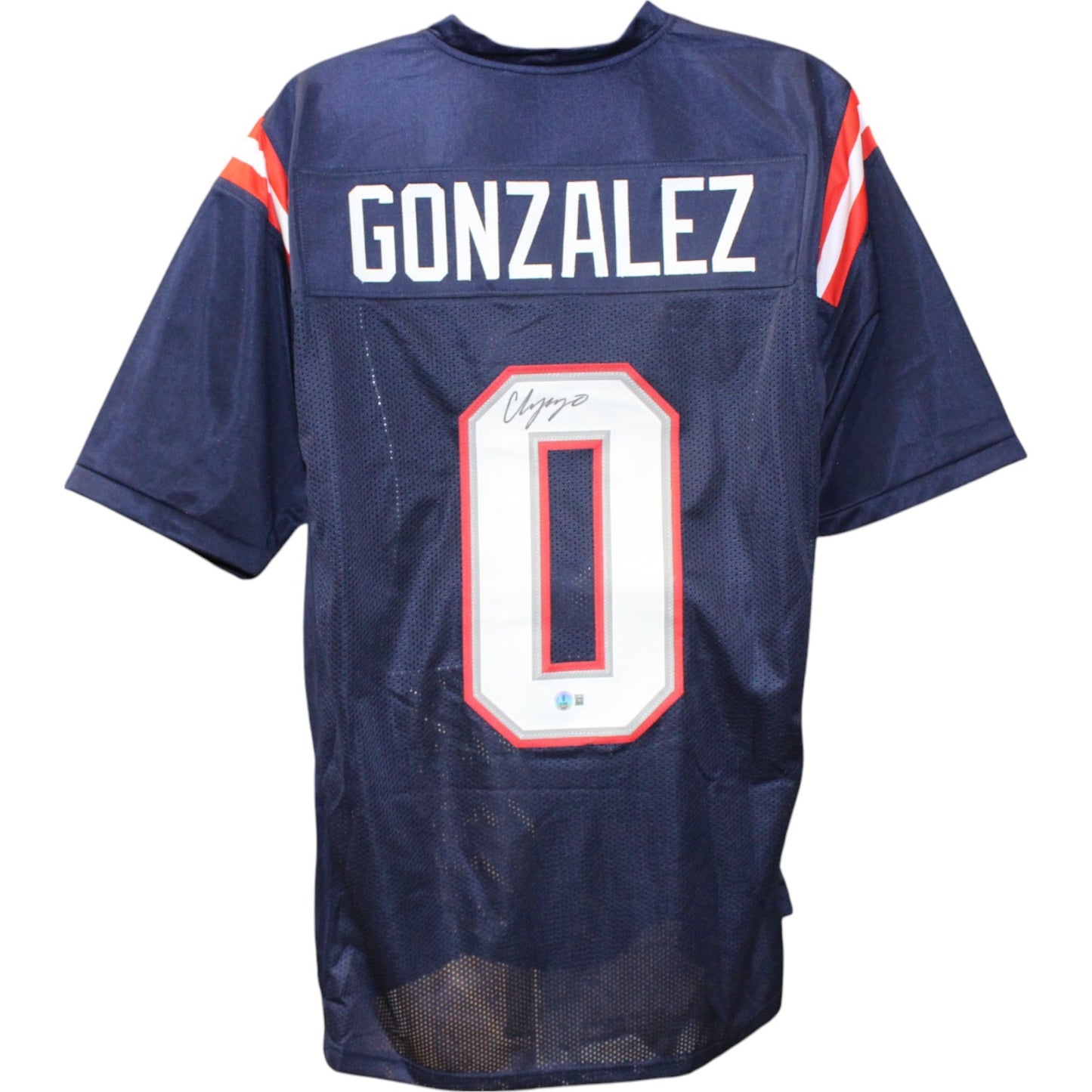Christian Gonzalez Autographed Pro Style Blue Jersey (BAS COA)