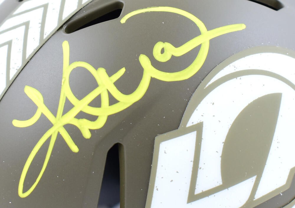 Kurt Warner Autographed Los Angeles Rams Salute to Service Mini Helmet