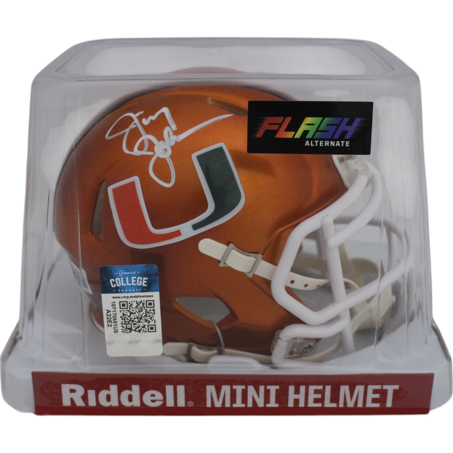 Jimmy Johnson Autographed Miami Hurricanes Speed Flash Mini Helmet