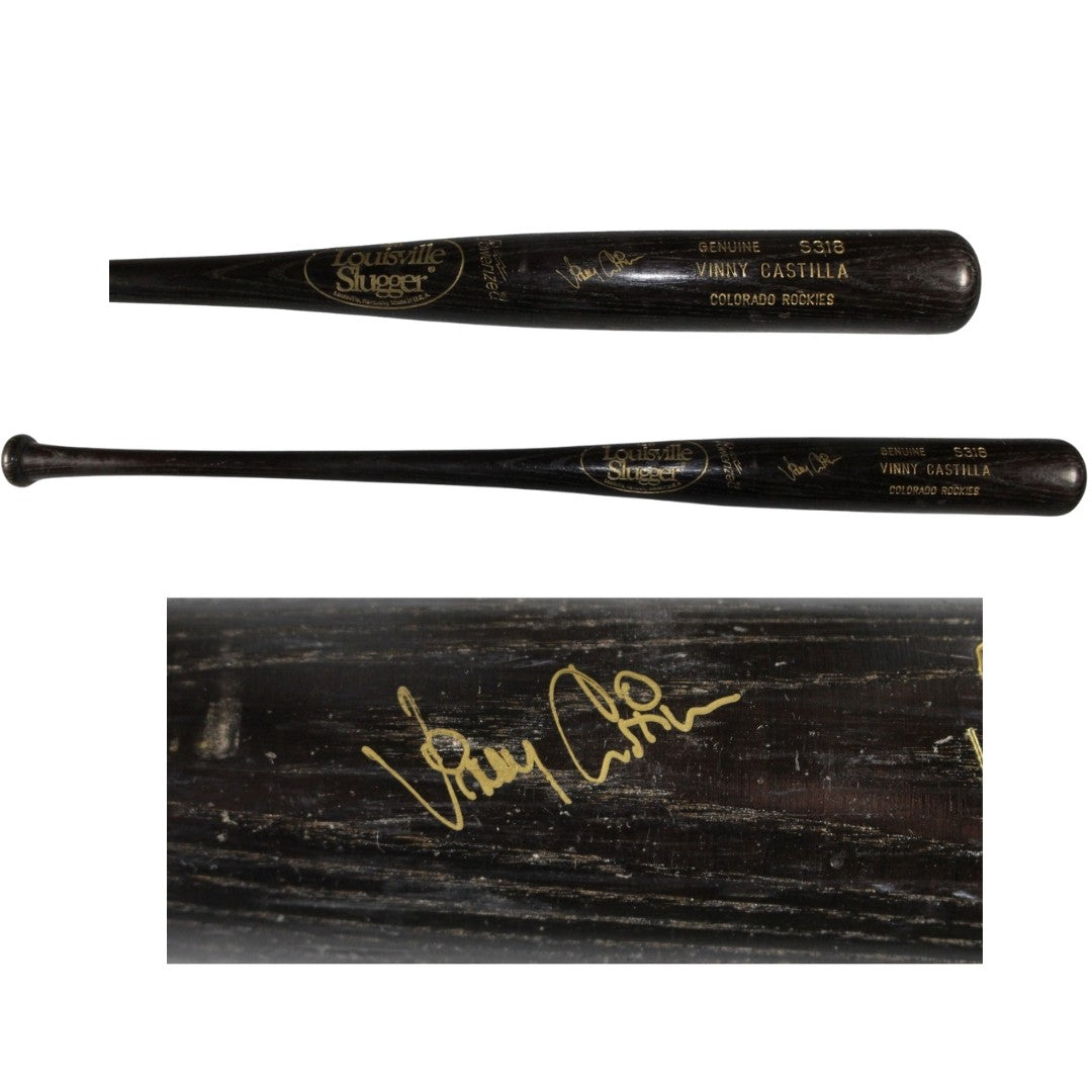 Vinny Castilla Autographed Colorado Rockies Game Used LS Bat