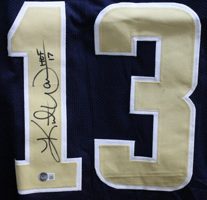 Kurt Warner Autographed St. Louis Rams Custom Throwback Jersey HOF BAS