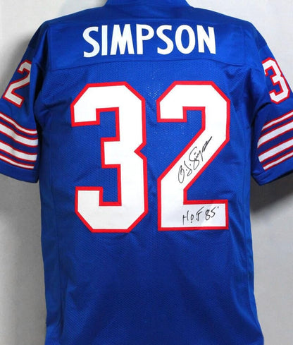 O.J. Simpson Signed Blue Custom Football Jersey with HOF Inscription