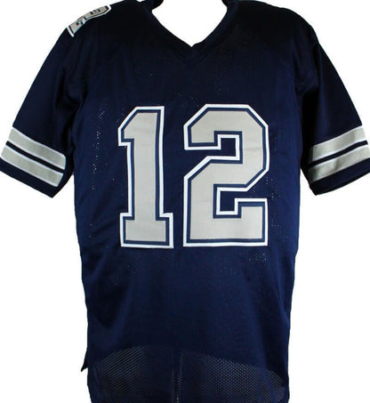 Roger Staubach Autographed Dallas Cowboys Custom Blue/Grey Jersey