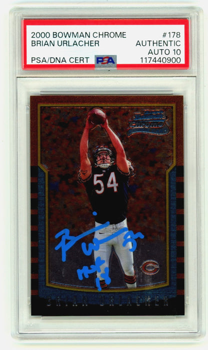 Brian Urlacher Signed 2000 Bowman Chrome Rookie Card - HOF 18 PSA 10 Auto