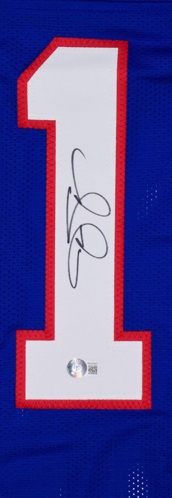 Jason Sehorn Autographed Blue Custom Jersey