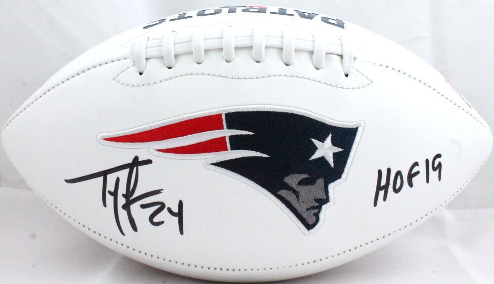 Ty Law Autographed New England Patriots Logo Football