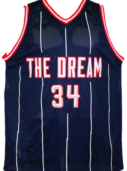 Hakeem Olajuwon Autographed Blue Custom Basketball Jersey