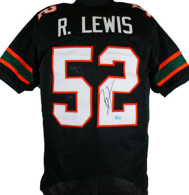 Ray Lewis Autographed Black Custom Football Jersey