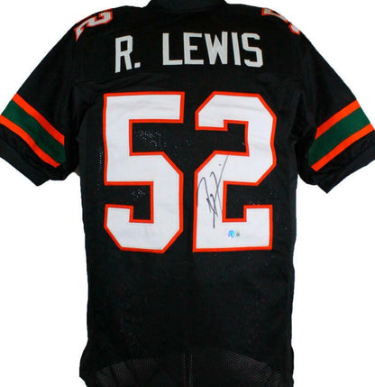 Ray Lewis Autographed Black Custom Football Jersey