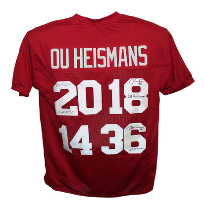 Steve Owens, Billy Sims & Jason White Signed Oklahoma Sooners Custom Jersey