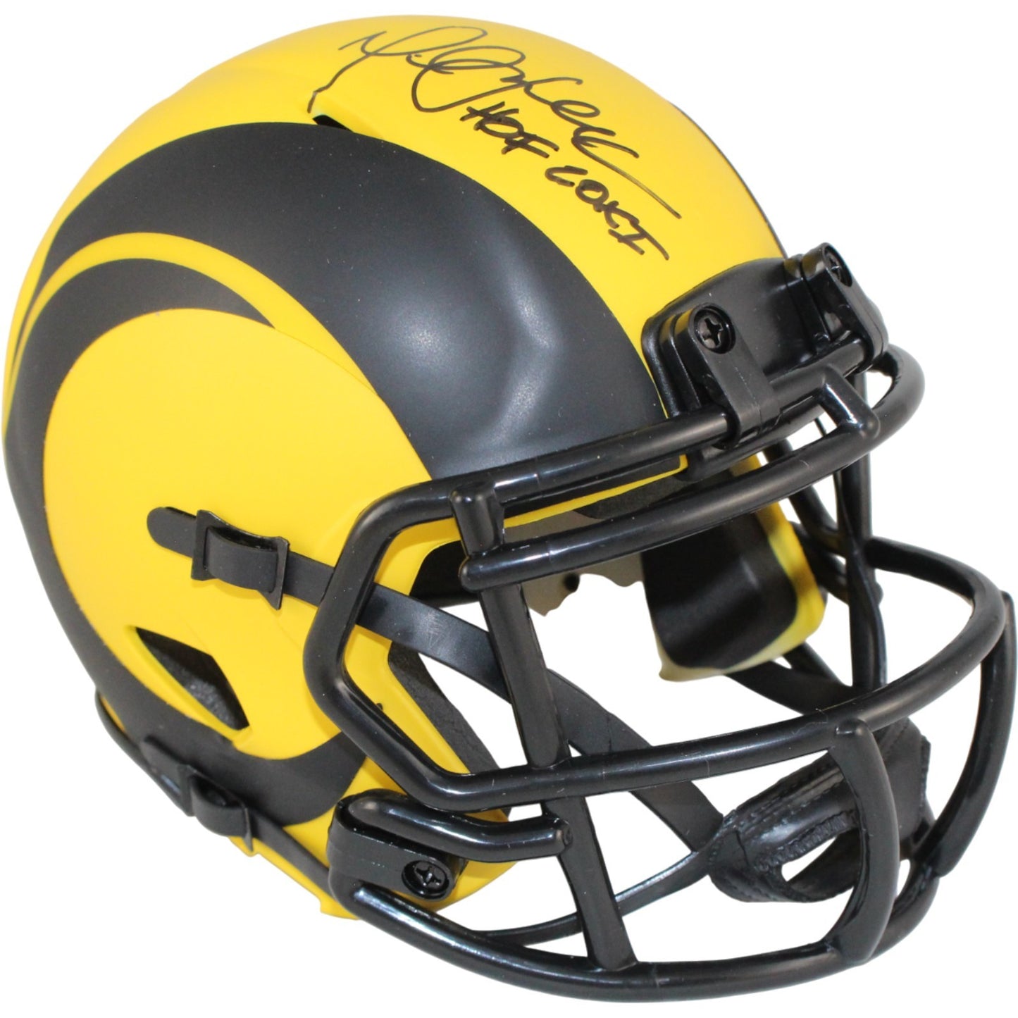 Marshall Faulk Signed St. Louis Rams Rave Mini Helmet (HOF Inscription)