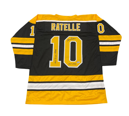 Jean Ratelle Signed Boston Bruins Custom Jersey (2 Inscriptions)