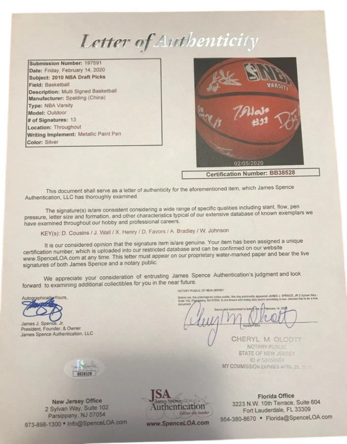 John Wall & DeMarcus Cousins Signed 2009 Jordan Brand Classic Basketball JSA