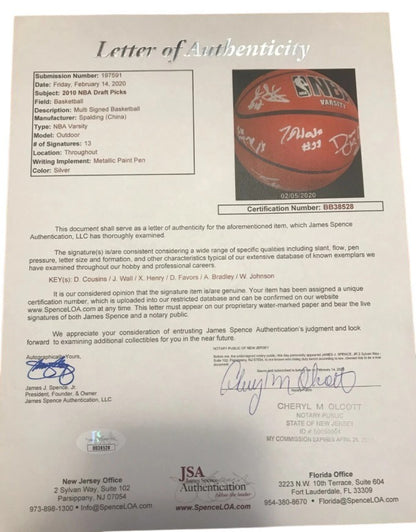 John Wall & DeMarcus Cousins Signed 2009 Jordan Brand Classic Basketball JSA