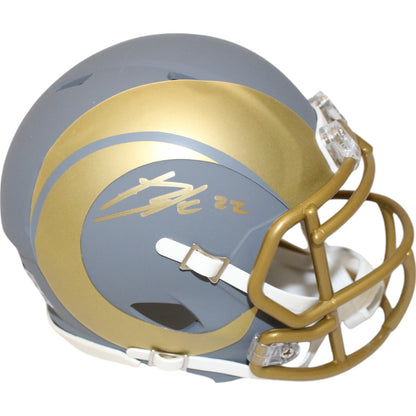 Blake Corum Los Angeles Rams Autographed Slate Mini Helmet Beckett COA