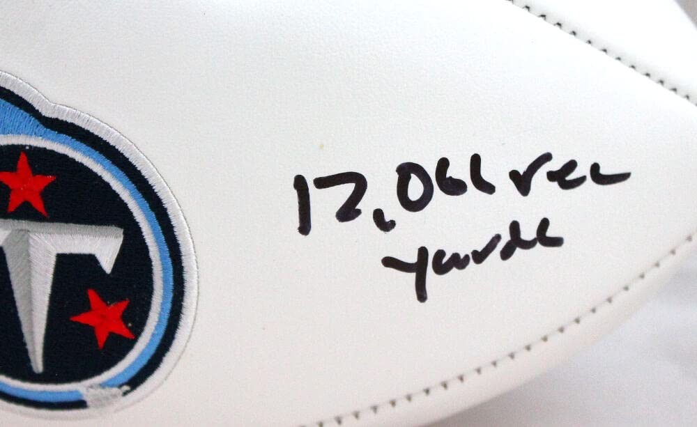 Derrick Mason Signed Tennessee Titans Logo Football with Inscription