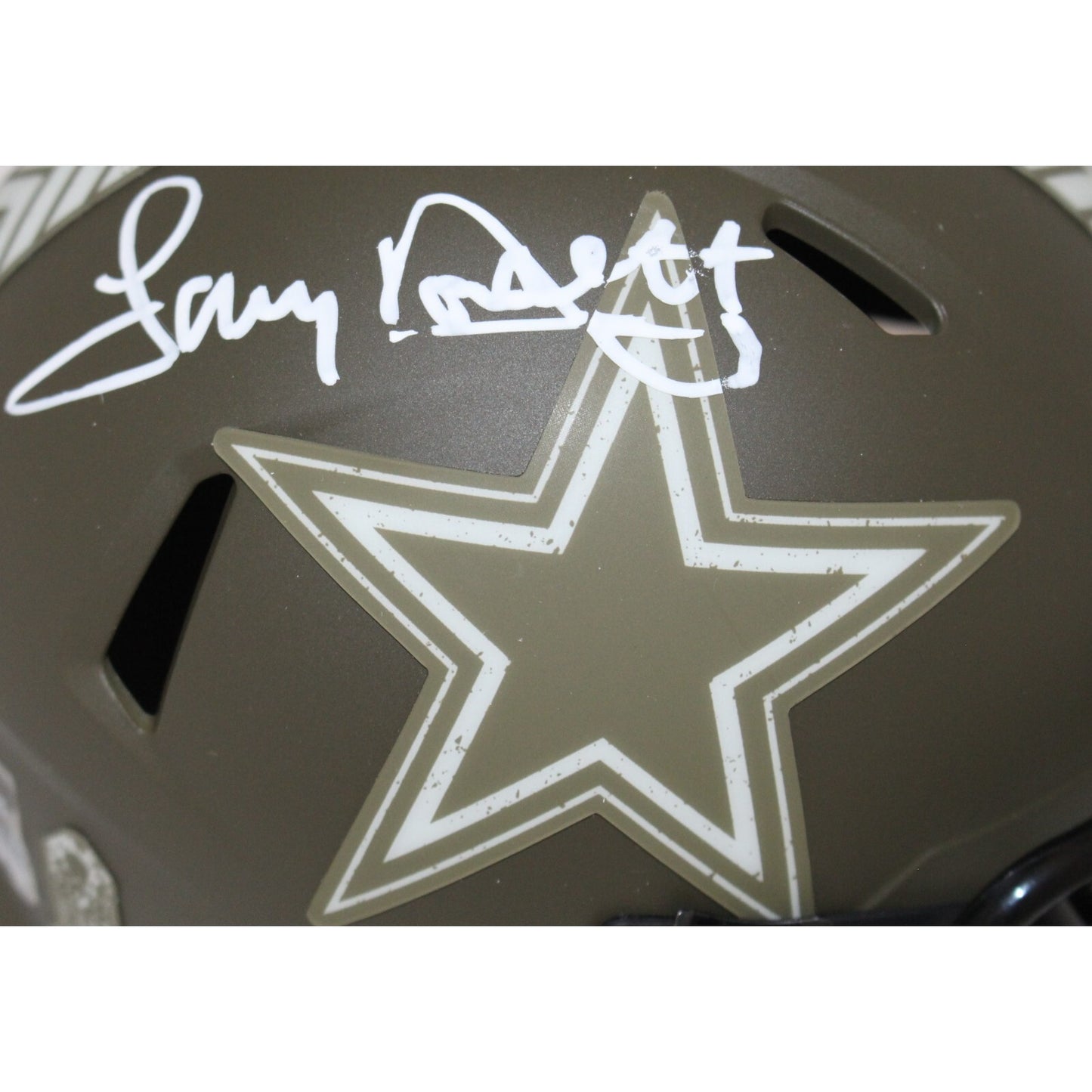 Tony Dorsett Signed Dallas Cowboys Salute to Service Mini Helmet