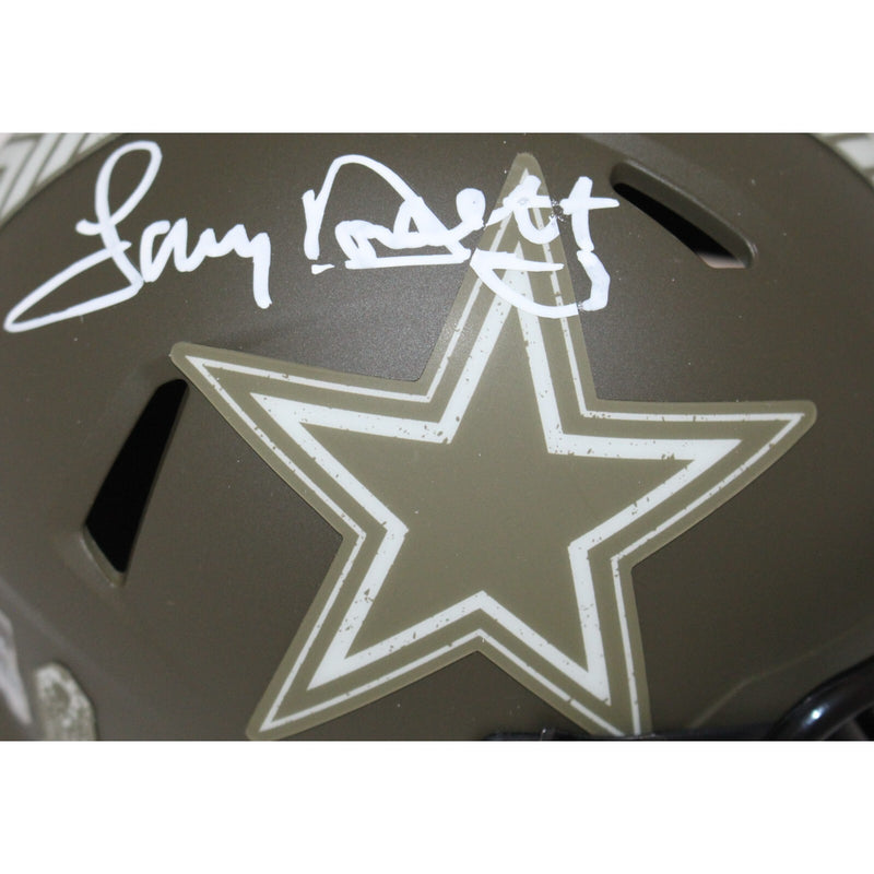Tony Dorsett Signed Dallas Cowboys Salute to Service Mini Helmet