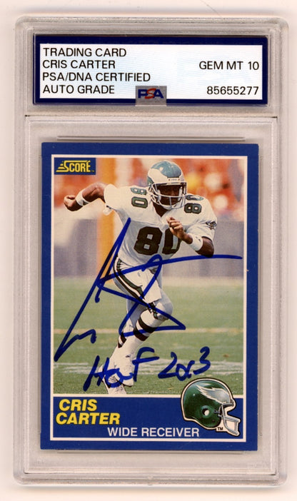 Cris Carter Signed 1989 Score Rookie Card #72 HOF 13 - PSA 10 Auto