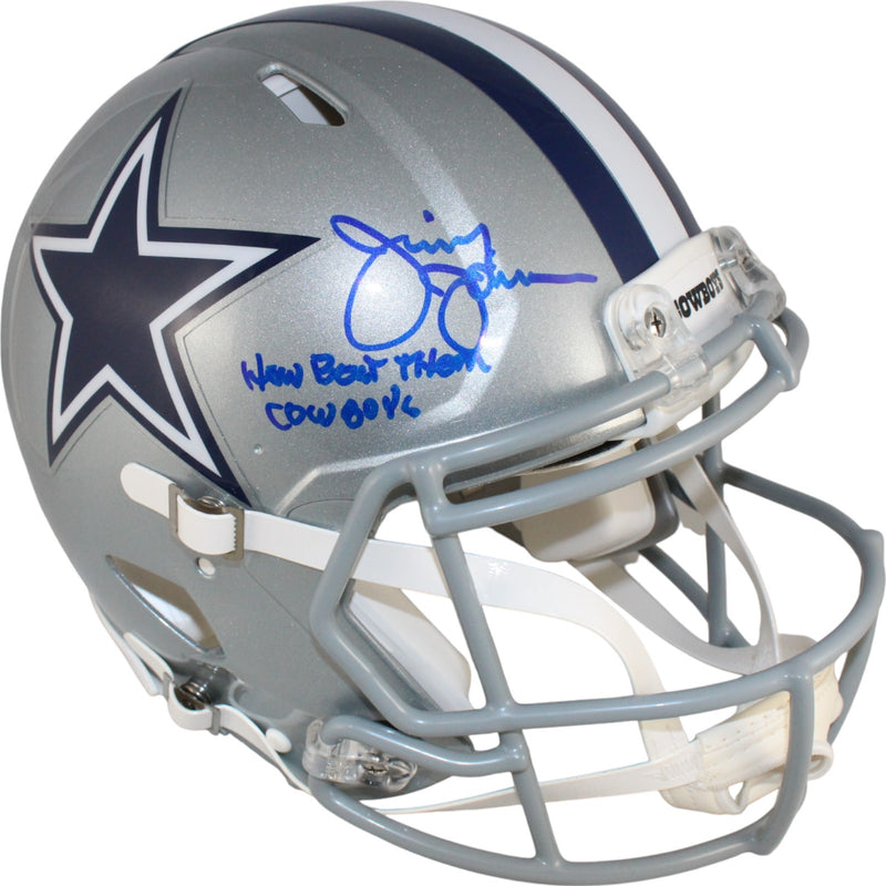 Jimmy Johnson Signed Dallas Cowboys Authentic Full Size Helmet (BAS COA)