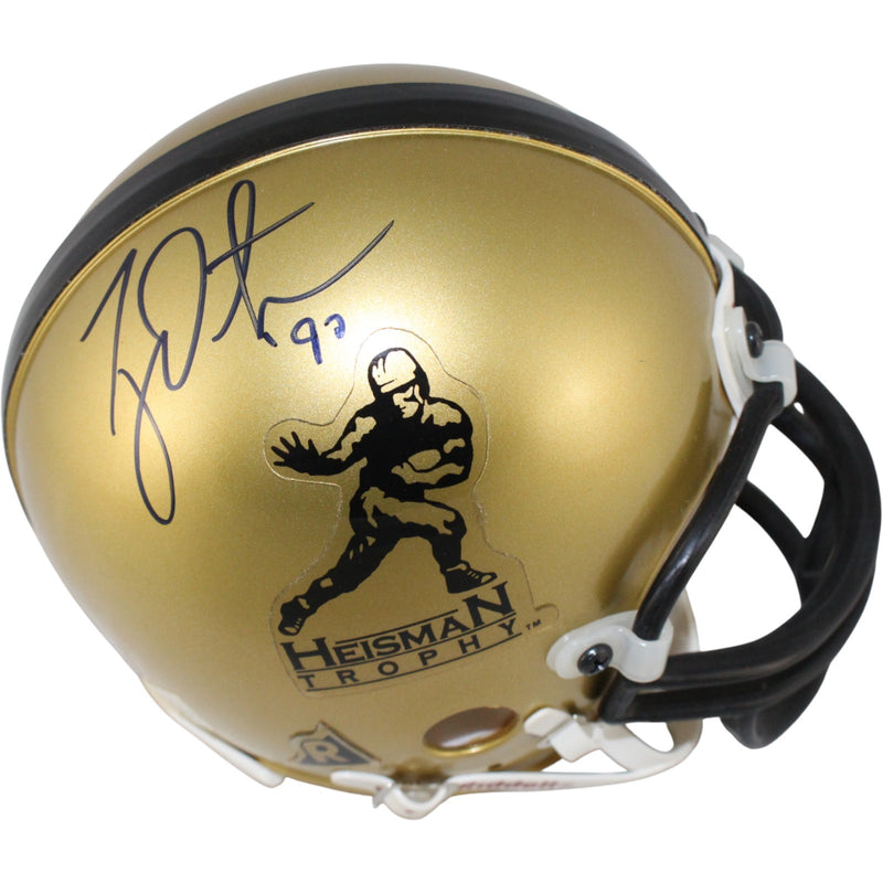 Ty Detmer Signed Heisman Trophy VSR4 Gold Mini Helmet ("90" Inscription)