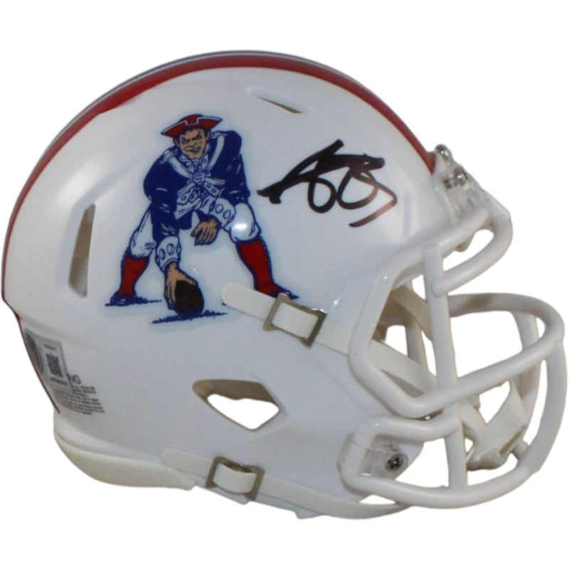 AJ Brown Signed New England Patriots Throwback Mini Helmet