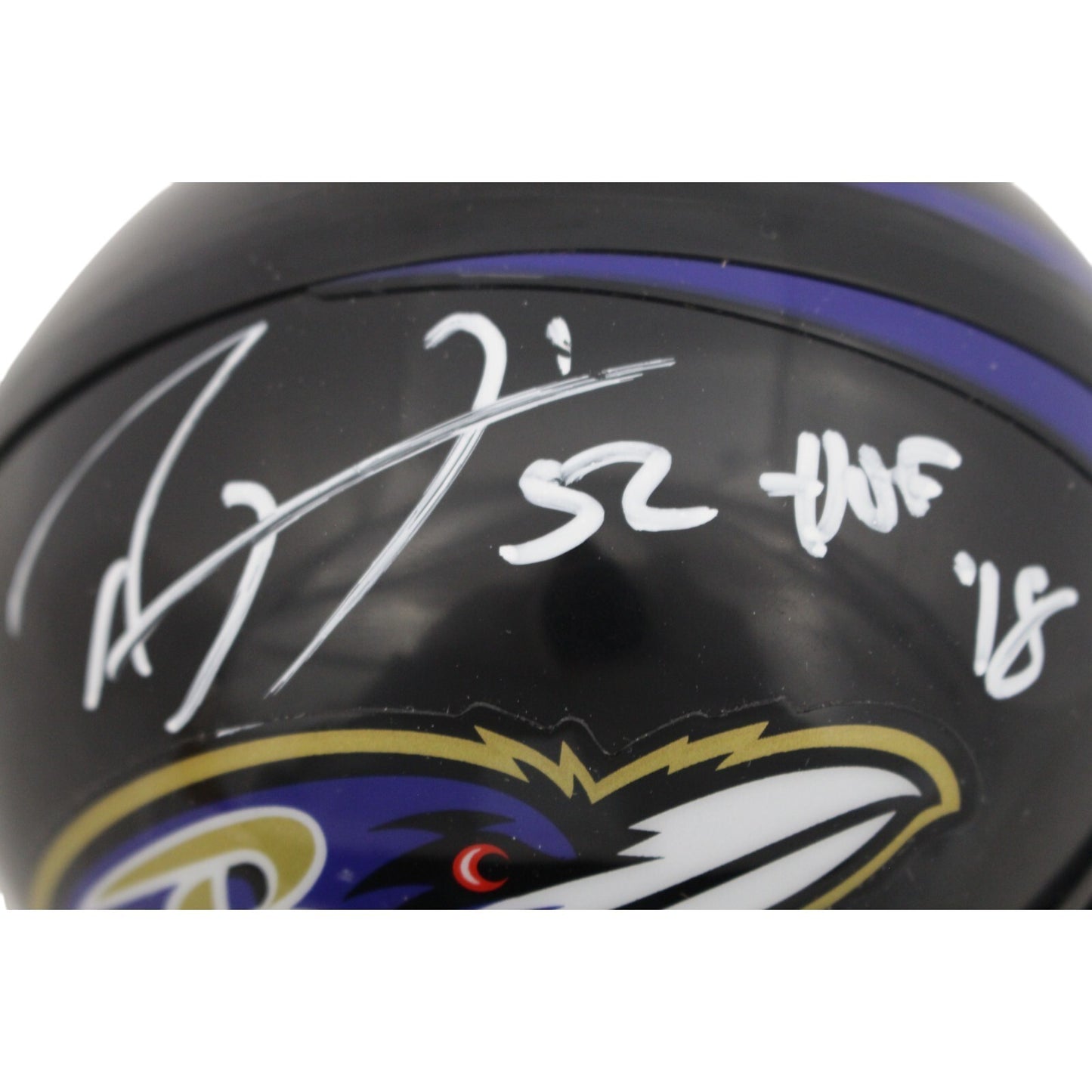 Ray Lewis Baltimore Ravens Autographed Mini Helmet with HOF Inscription