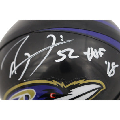 Ray Lewis Baltimore Ravens Autographed Mini Helmet with HOF Inscription