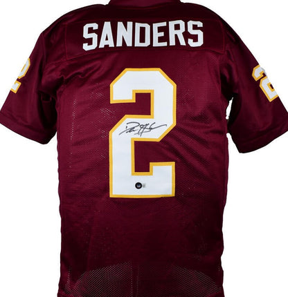 Deion Sanders Autographed Maroon College Style Jersey