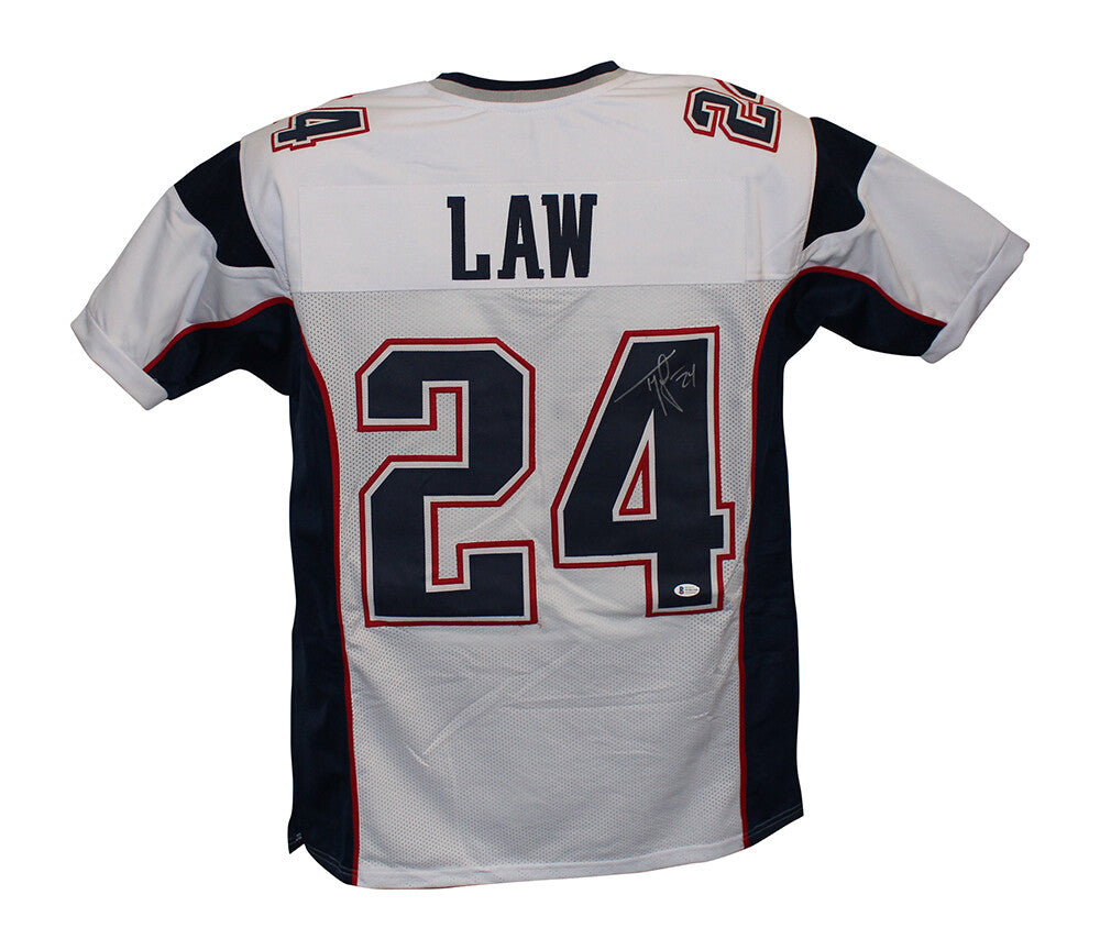 Ty Law Signed New England Patriots Custom Football Jersey BAS