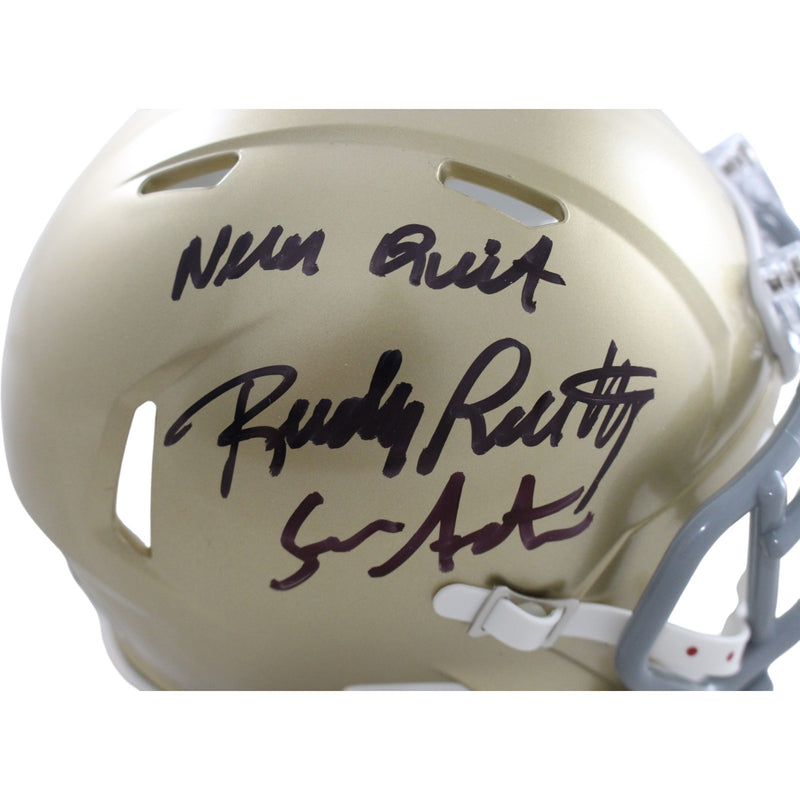 Sean Astin & Rudy Ruettiger Signed Notre Dame Mini Helmet