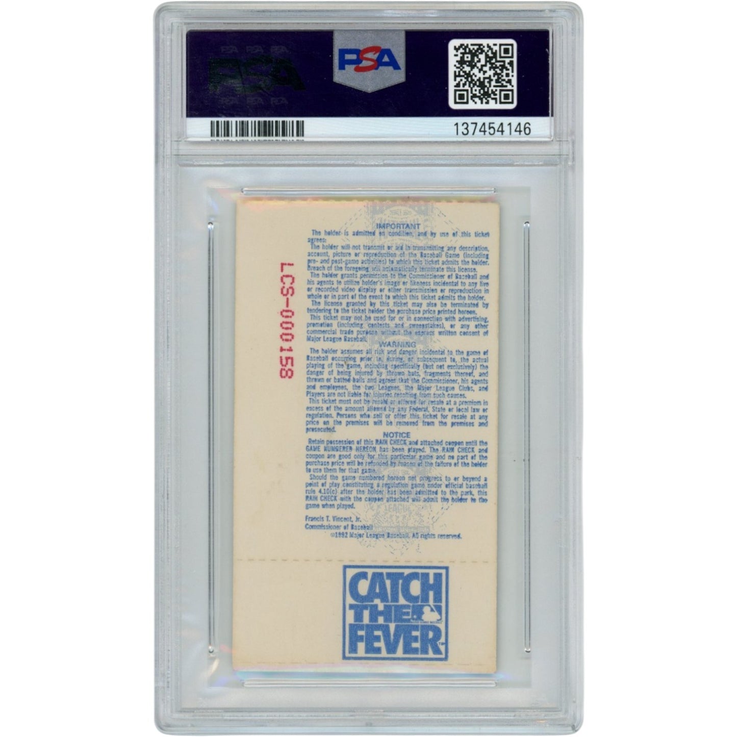 Deion Sanders Signed Atlanta Braves 1992 NLCS Game 5 Ticket - Slabbed