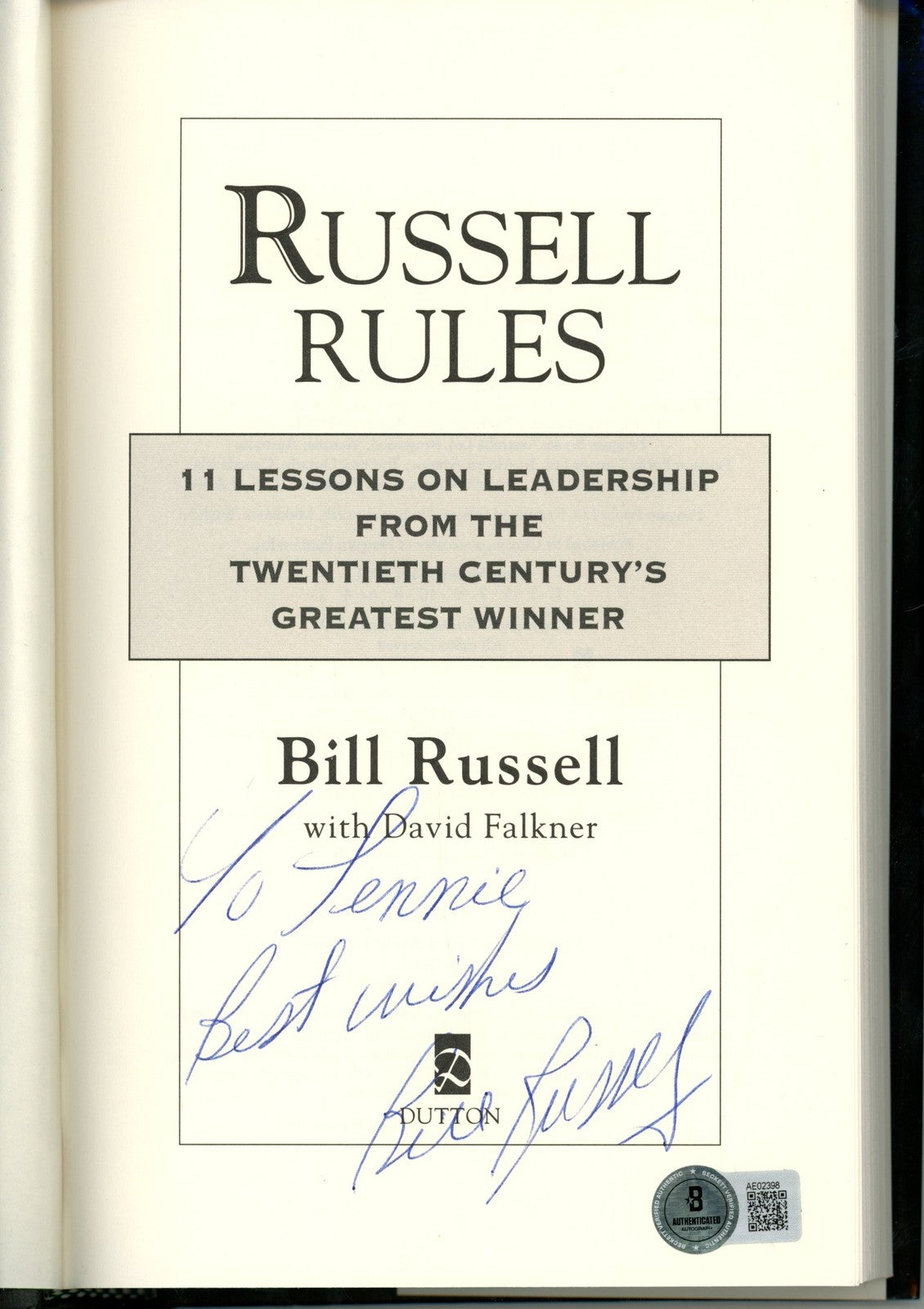 Bill Russell Signed Boston Celtics Russell Rules Book (Beckett LOA)