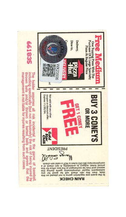 Deion Sanders Autographed Atlanta Braves Ticket Stub (BAS)