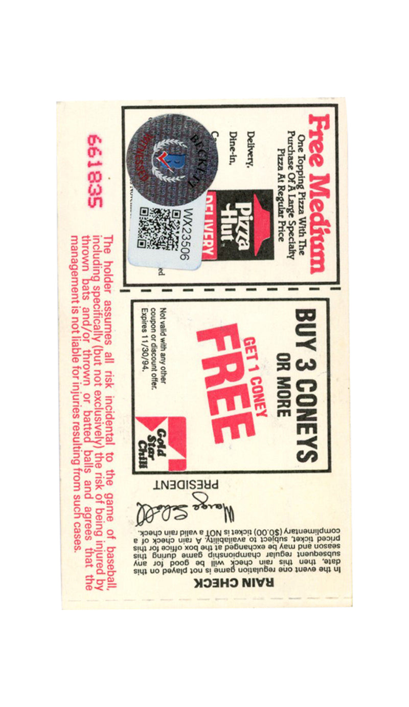 Deion Sanders Autographed Atlanta Braves Ticket Stub (BAS)