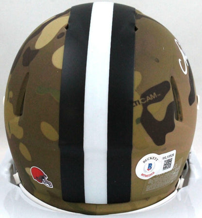 Nick Chubb Signed Cleveland Browns Camo Speed Mini Helmet