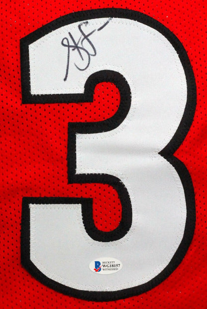 Steve Francis Signed Red College Style Jersey