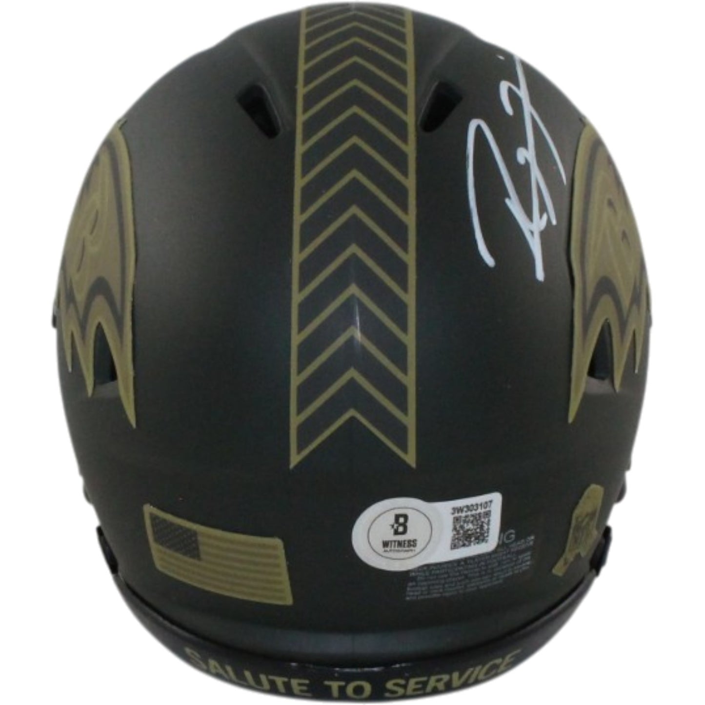 Ray Lewis Baltimore Ravens Autographed 2025 Salute to Service Mini Helmet