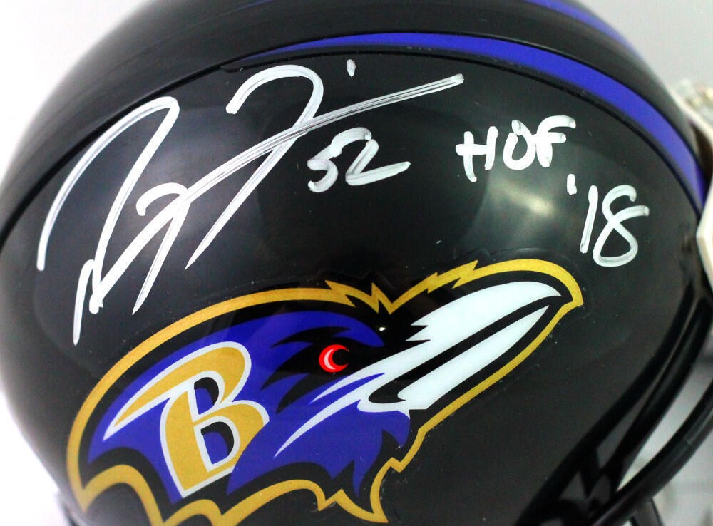 Ray Lewis Signed Baltimore Ravens HOF Inscribed Mini Helmet