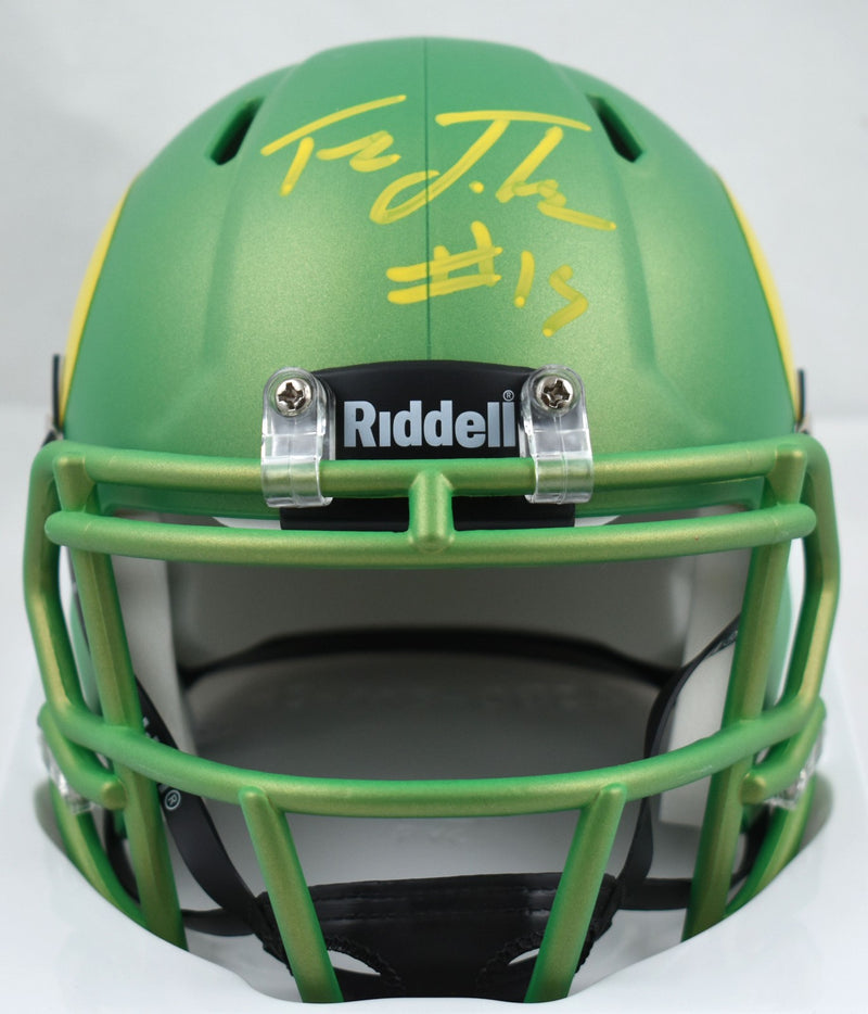 Tez Johnson Signed Oregon Ducks Green Speed Mini Helmet