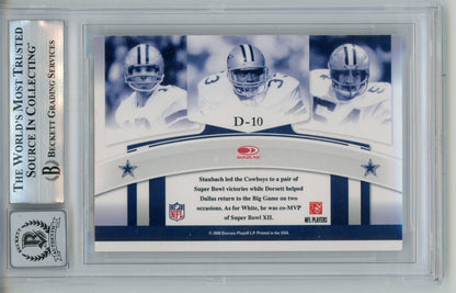 Tony Dorsett, Roger Staubach & Randy White Signed 2008 Donruss Dynasty Card
