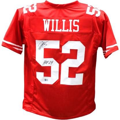 Patrick Willis Signed San Francisco 49ers Red Custom Jersey HOF Inscription