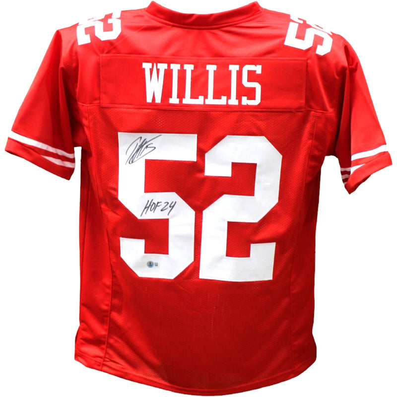 Patrick Willis Signed San Francisco 49ers Red Custom Jersey HOF Inscription