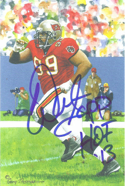 Warren Sapp Autographed Tampa Bay Buccaneers Goal Line Art Card