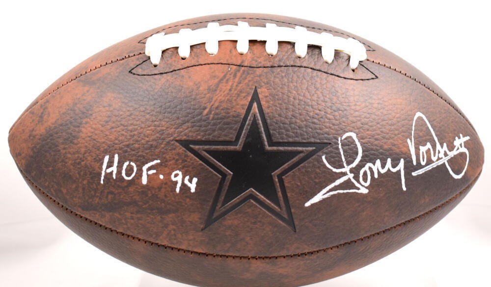 Tony Dorsett Autographed Dallas Cowboys Distressed Logo Football