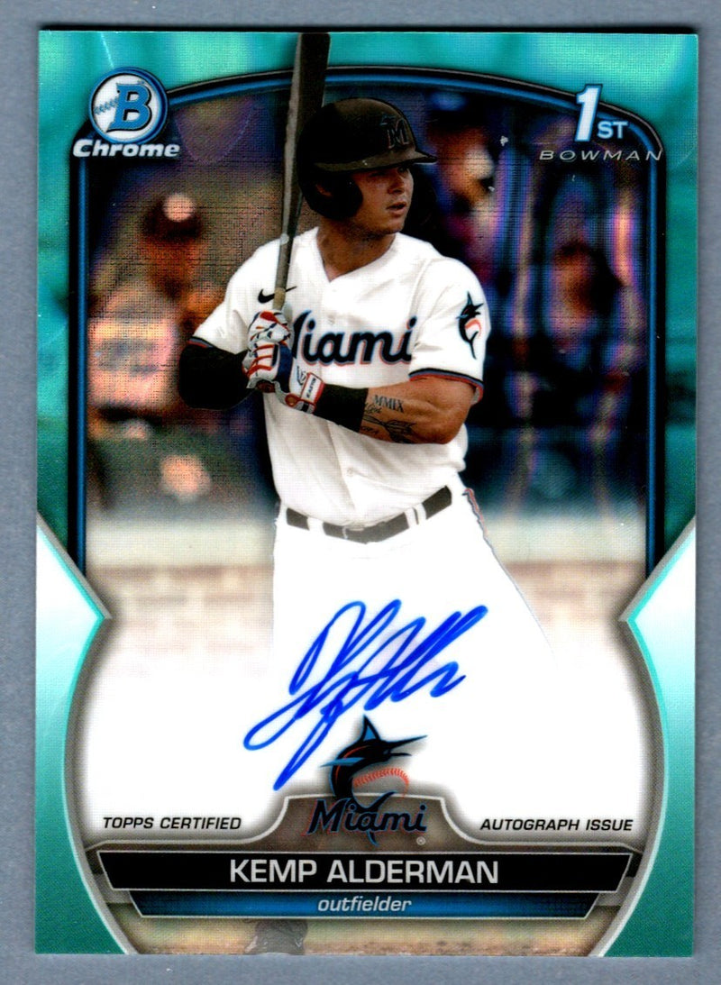 Kemp Alderman 2023 Bowman Chrome 1st Aqua Lava Refractor Signed Card /199